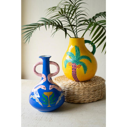 Ceramic Palm Tree Vase With Handle