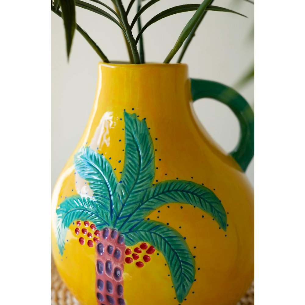 Ceramic Palm Tree Vase With Handle