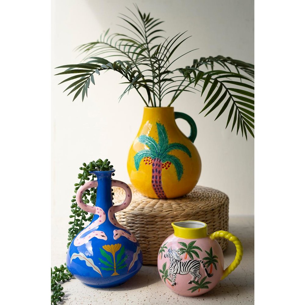 Ceramic Palm Tree Vase With Handle