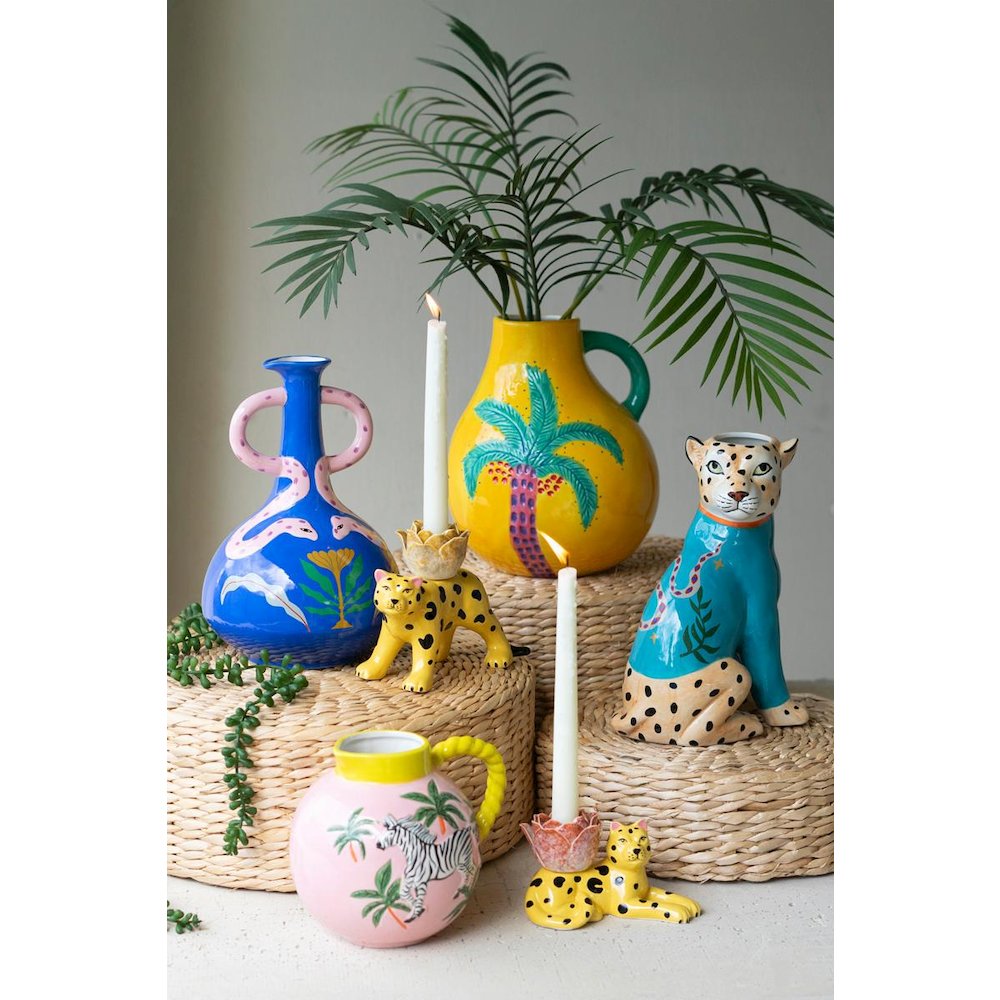 Ceramic Palm Tree Vase With Handle