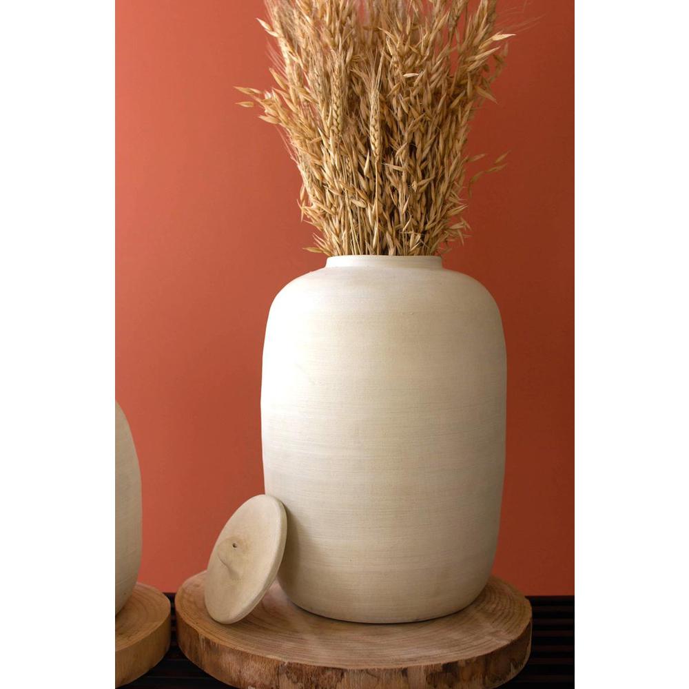 Set Of Two Off-White Ceramic Canisters