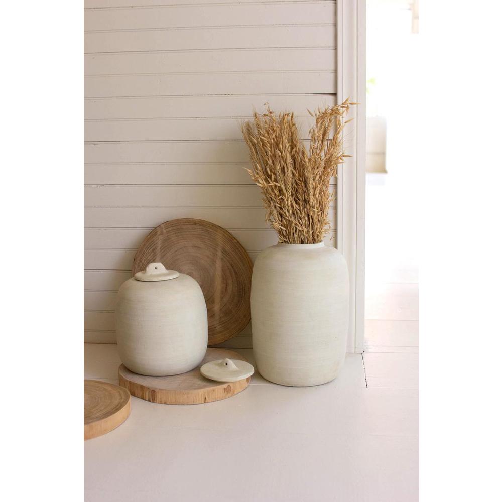 Set Of Two Off-White Ceramic Canisters