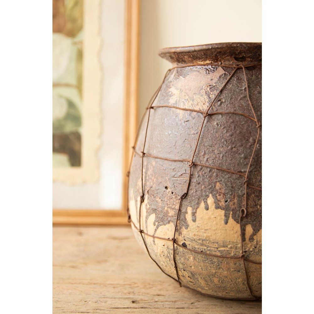 Rustice Ceramic Vessel with Wire Detail