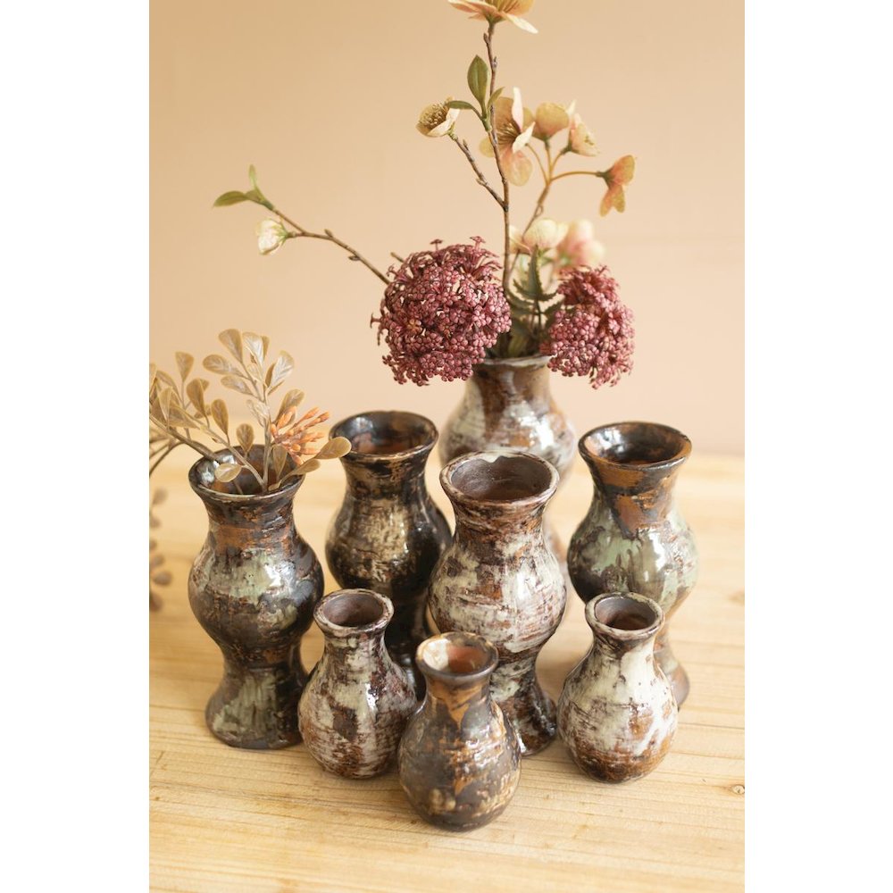 Set of Nine Bud Vases - Rustic Finish