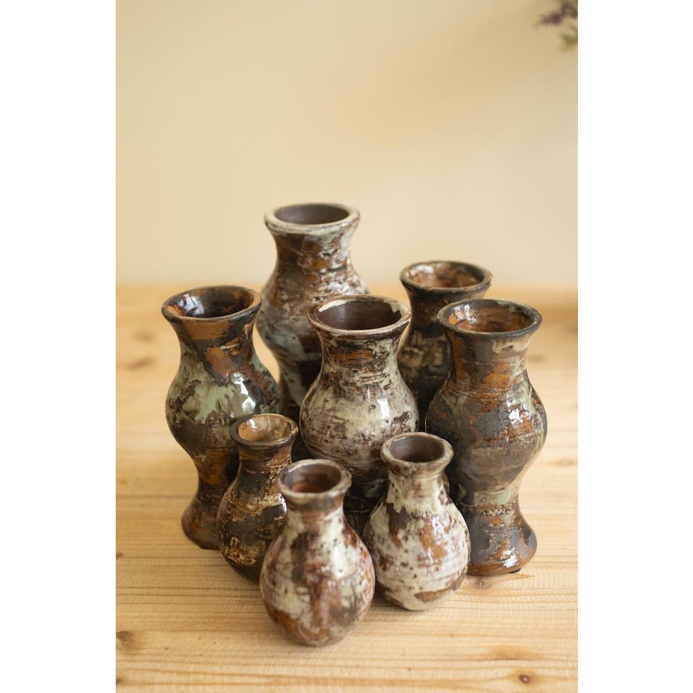 Set of Nine Bud Vases - Rustic Finish