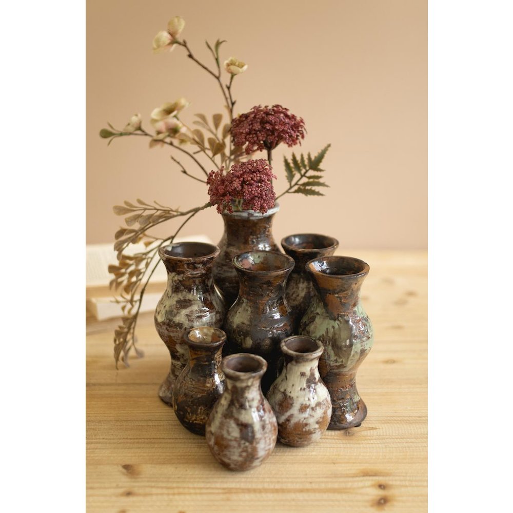 Set of Nine Bud Vases - Rustic Finish