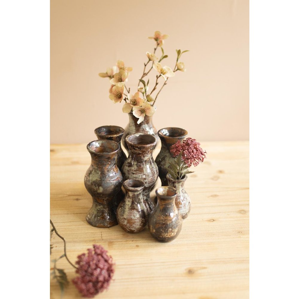 Set of Nine Bud Vases - Rustic Finish