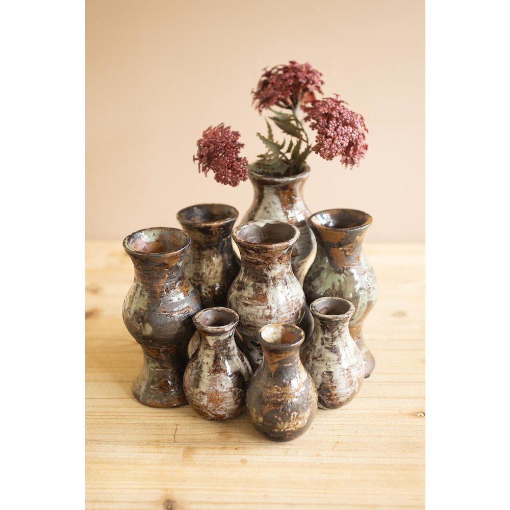 Set of Nine Bud Vases - Rustic Finish
