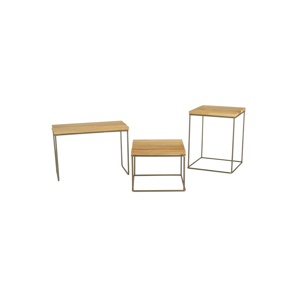 Set Of Three Wood And Metal Risers
