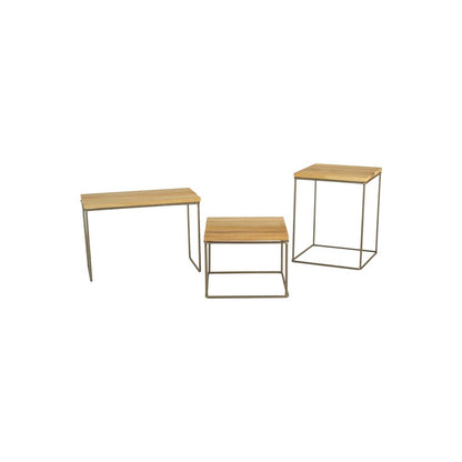 Set Of Three Wood And Metal Risers