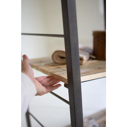 Tall Shelving Unit With Adjustable Recycled Wood Shelves
