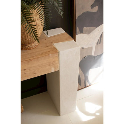 Textured Console With Wooden Top