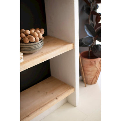 Textured  Shelving Unit With Four Wooden Shelves #1