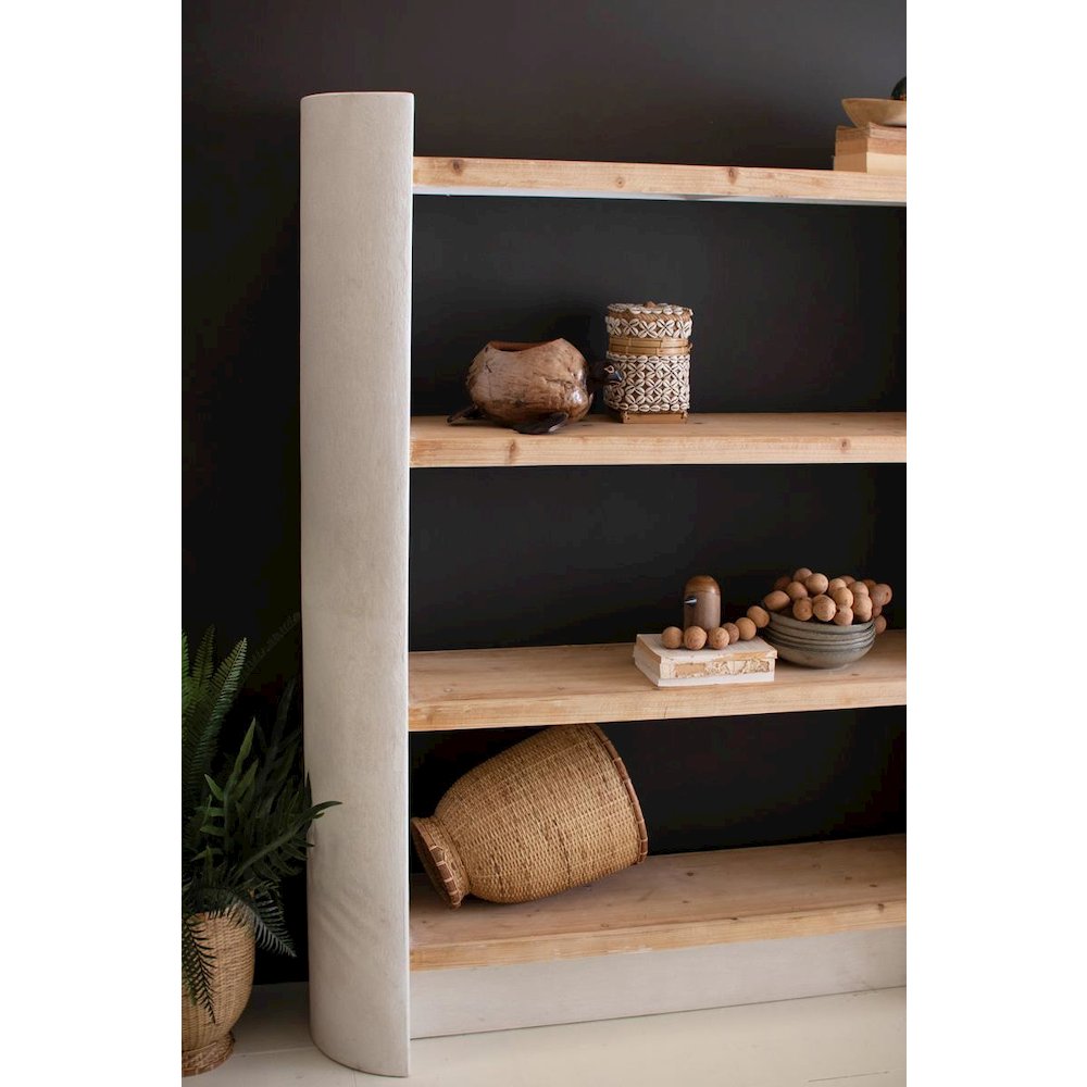 Textured  Shelving Unit With Four Wooden Shelves #1