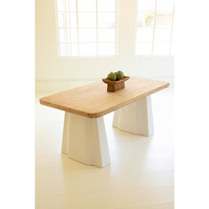 Textured Based Table with Wooden Top