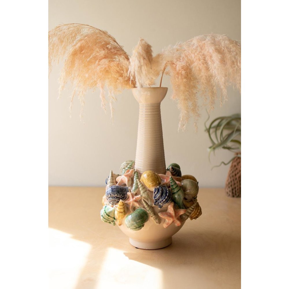 Ceramic Coastal Bottle Vase With Long Neck