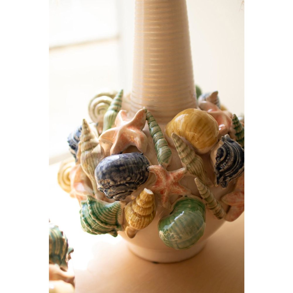 Ceramic Coastal Bottle Vase With Long Neck