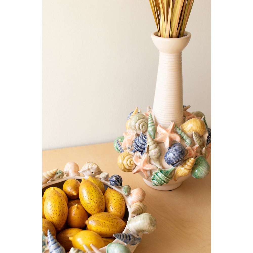 Ceramic Coastal Bottle Vase With Long Neck