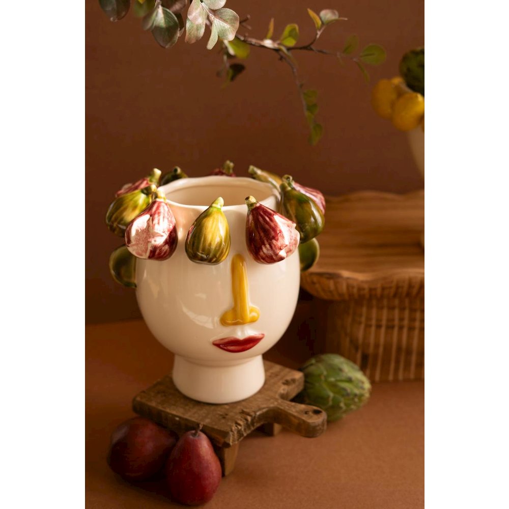 Ceramic Head Vase with Figs