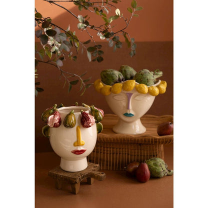 Ceramic Head Vase with Figs