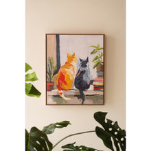 Framed Paint Over Print Two Cats