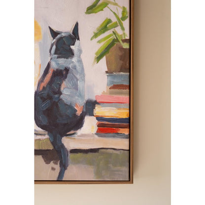 Framed Paint Over Print Two Cats
