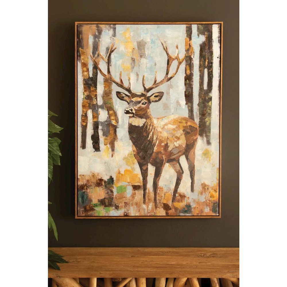 Framed Paint Over Print - Deer
