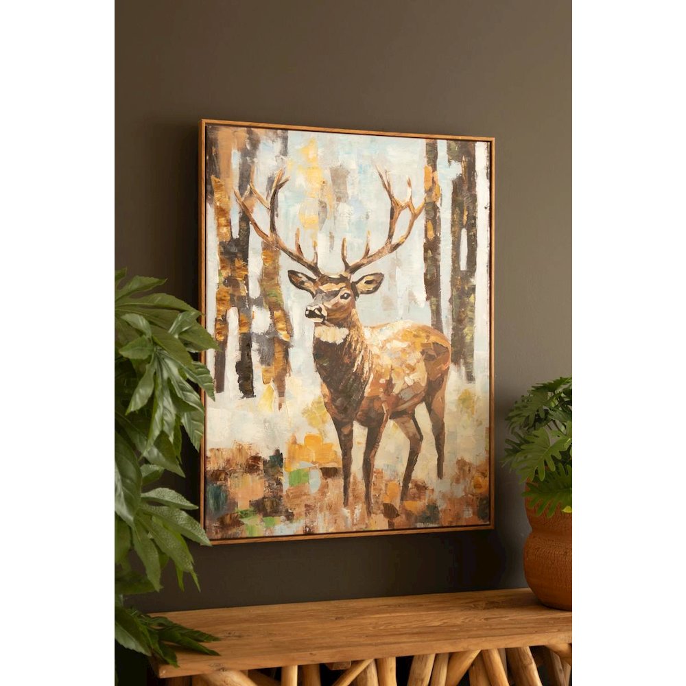 Framed Paint Over Print - Deer