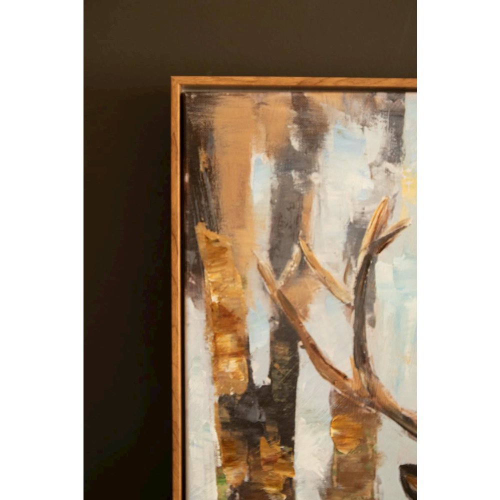Framed Paint Over Print - Deer