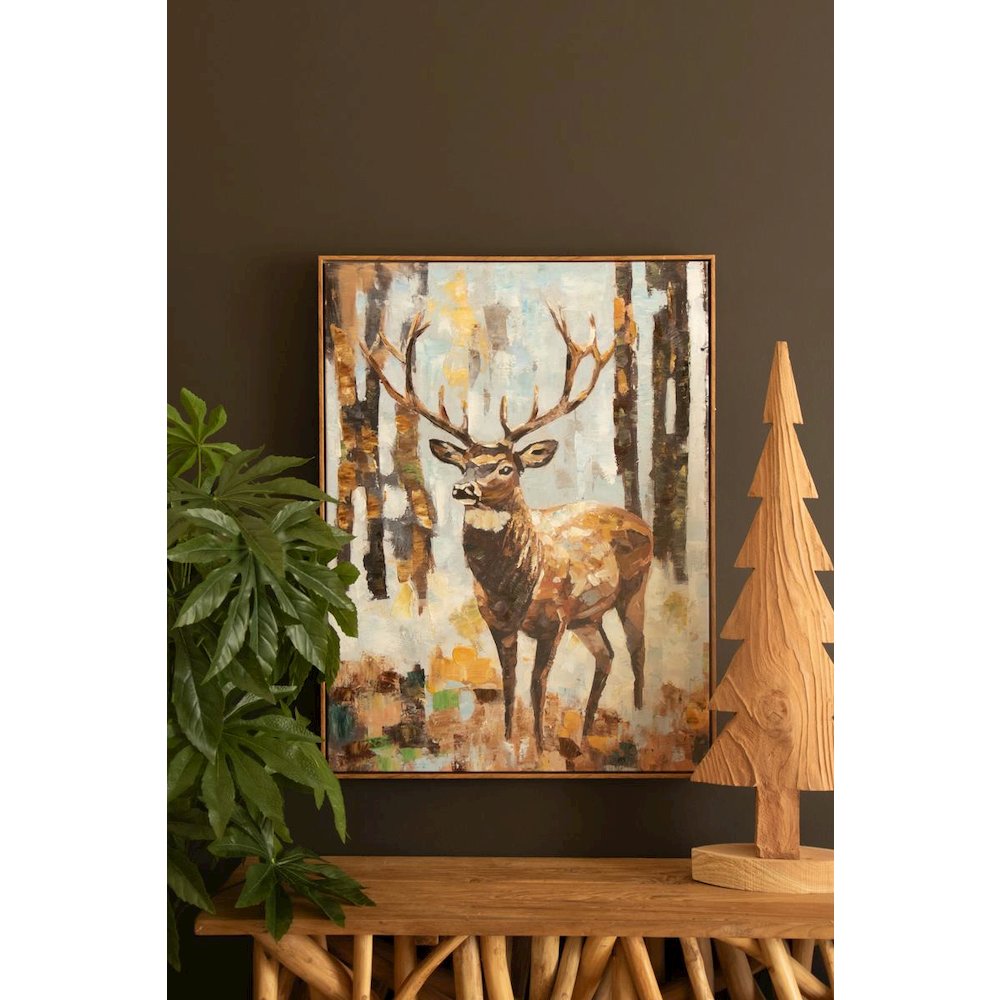Framed Paint Over Print - Deer
