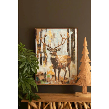 Framed Paint Over Print - Deer