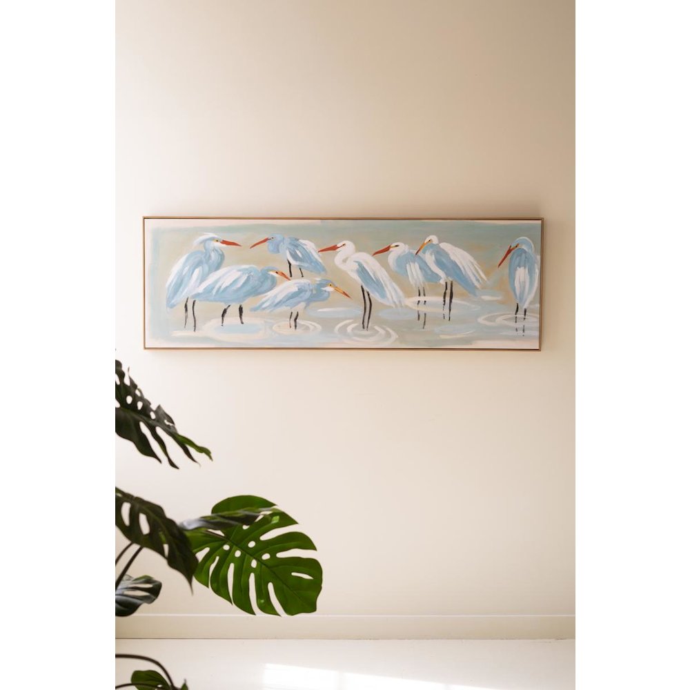 Framed Paint Over Print - Eight Shore Birds