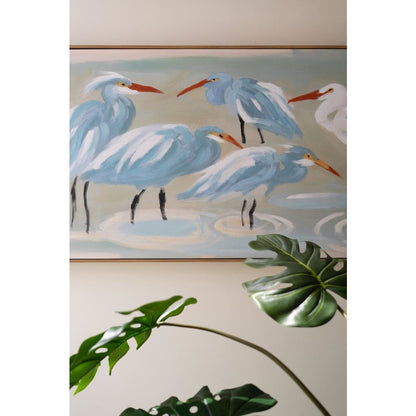 Framed Paint Over Print - Eight Shore Birds