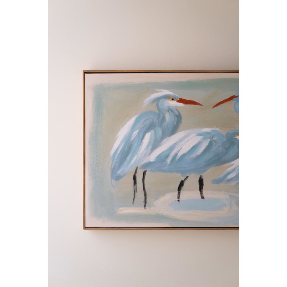 Framed Paint Over Print - Eight Shore Birds