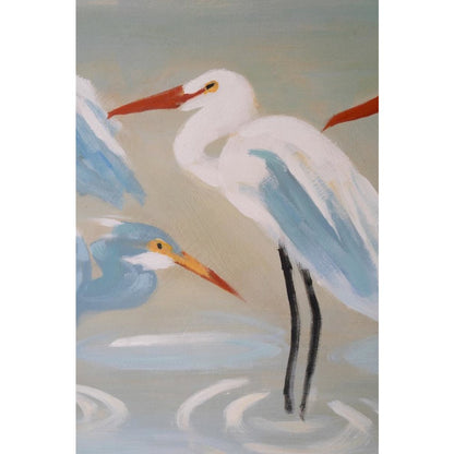 Framed Paint Over Print - Eight Shore Birds