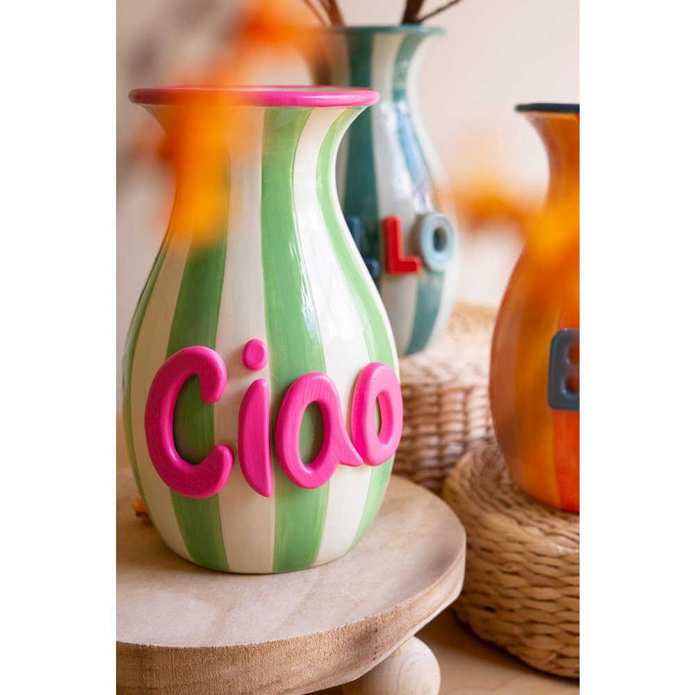 Set Of Three Ceramic Hello Vases