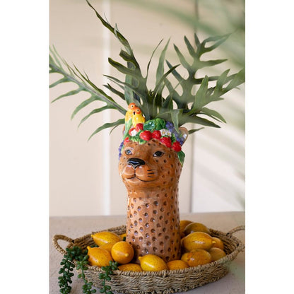 Ceramic Tropical Cheetah Vase