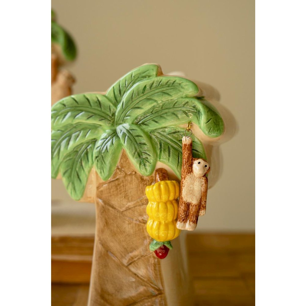 Set Of Two Ceramic Palm Tree Vases