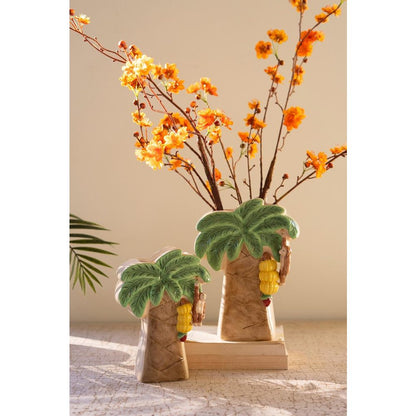 Set Of Two Ceramic Palm Tree Vases
