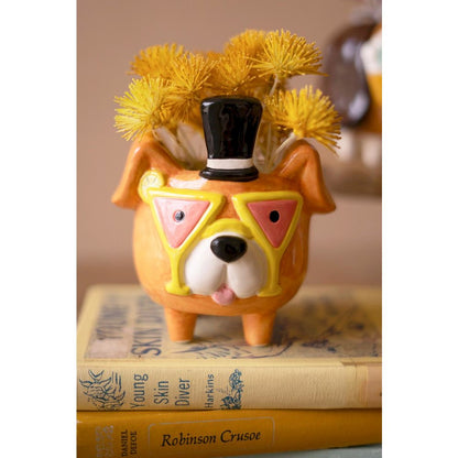 Set Of Three Ceramic Party Puppy Planters