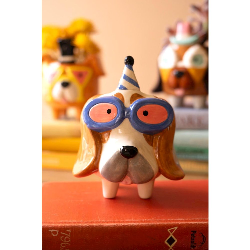 Set Of Three Ceramic Party Puppy Planters