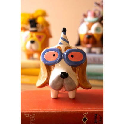 Set Of Three Ceramic Party Puppy Planters