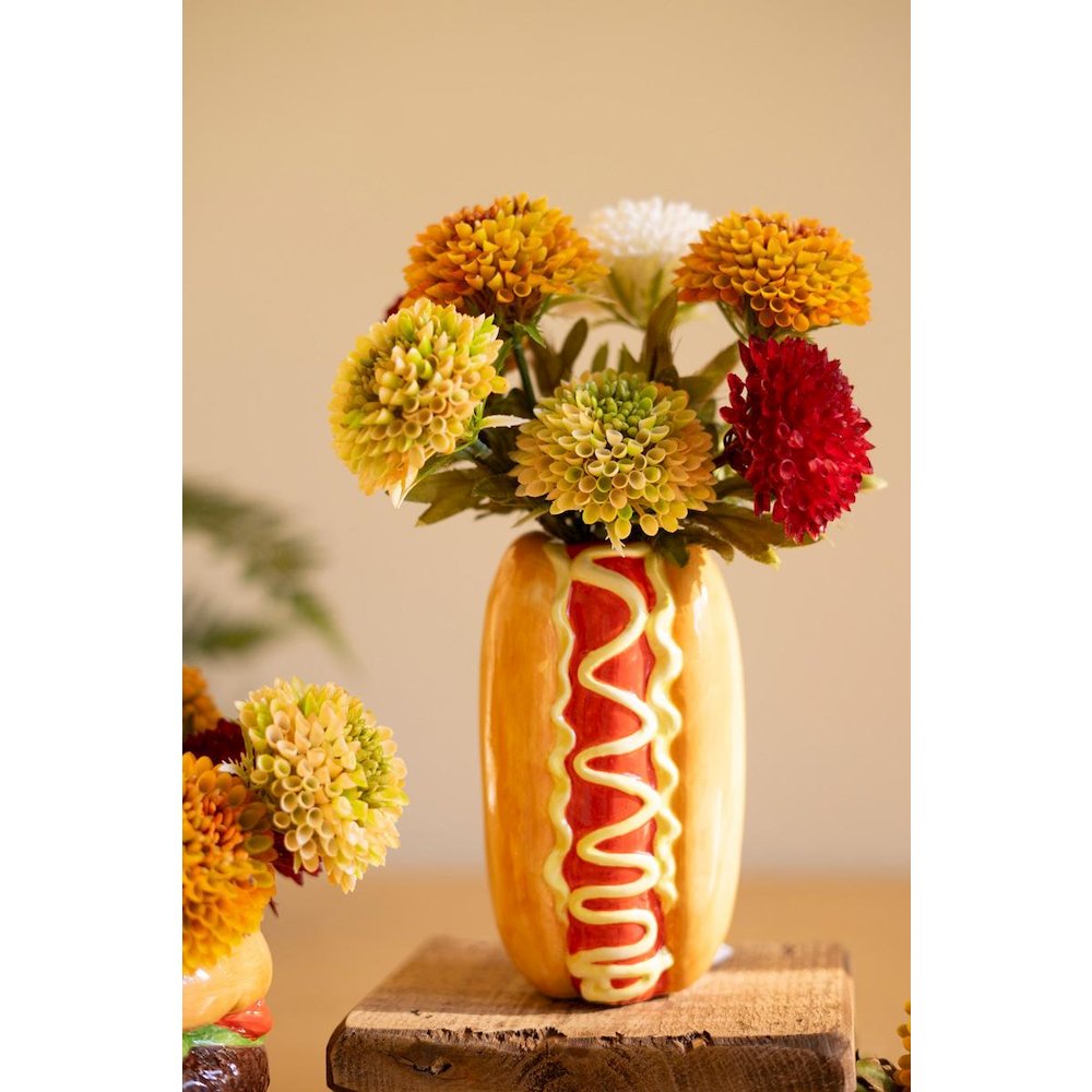 Set Of Two Ceramic Hamburger And Hotdog Vases