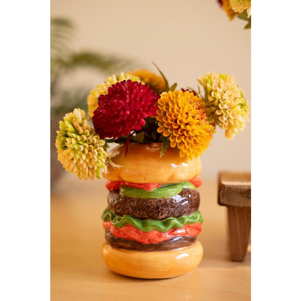 Set Of Two Ceramic Hamburger And Hotdog Vases