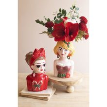 Set of Two Ceramic Tacky Christmas Women Vases #1