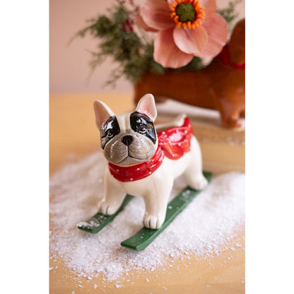 Ceramic Christmas Skiing Dog