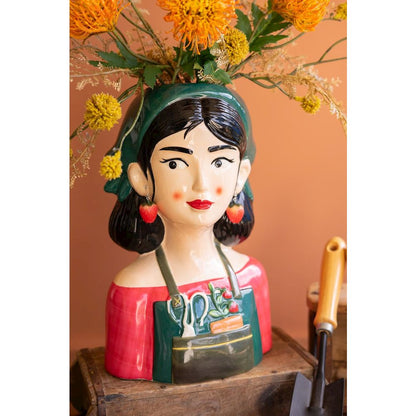 Ceramic Gardner Woman Vase