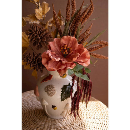 Ceramic Leaves and Mushrooms Vase