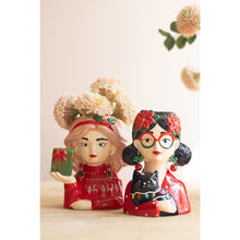 Set of Two Ceramic Tacky Christmas Women Vases #2
