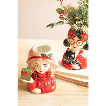 Set of Two Ceramic Tacky Christmas Women Vases #2